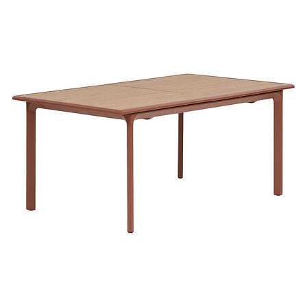 Extendable Dilors table for 10 people aluminium printed wood-effect honey mahogany