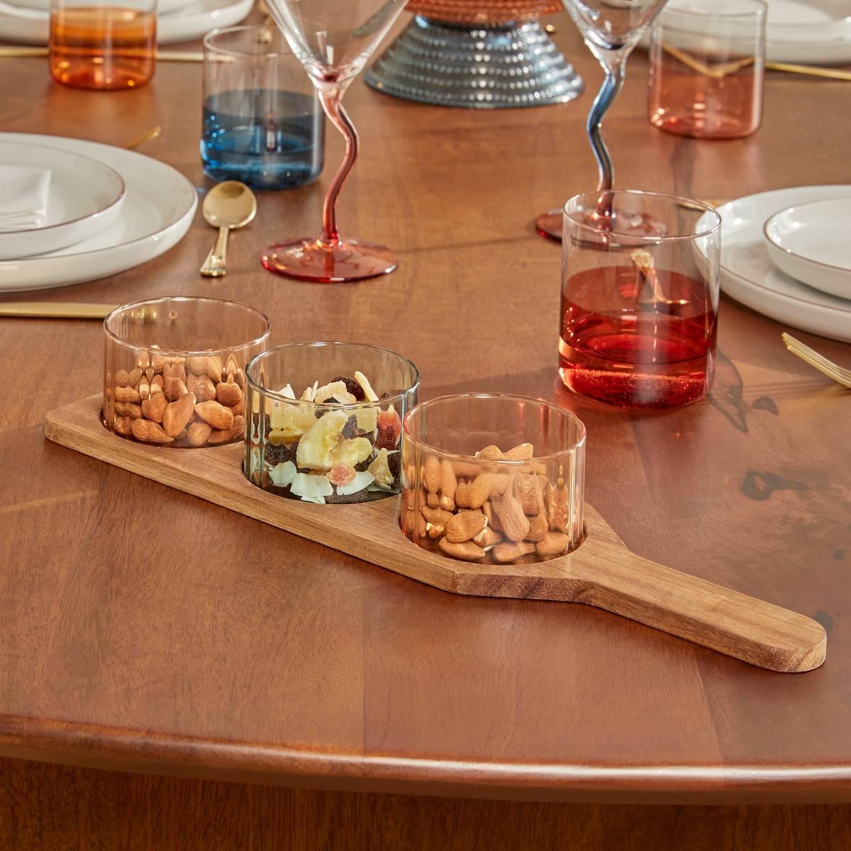 Сет за мезета Secret de Gourmet Homy, Боросиликатно стъкло, 4 части, Розов