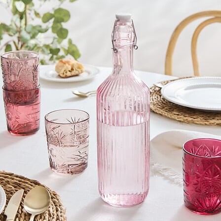 Комплект 4 чаши Secret De Gourmet Ayla, Стъкло, 35 cl, Розово