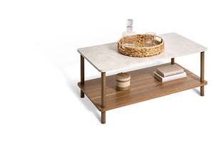 Кафе маса 5five Côme с рафт, MDF, 90 cm, Кафява