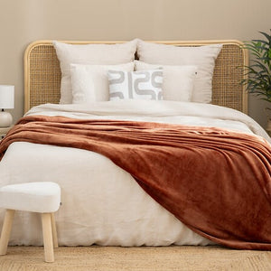 Ollis plain throw 240 x 260 cm terracotta flannel