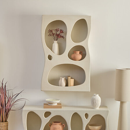 Raft de perete organic Atmosphera Chesni, MDF, Alb, 79.5x18x122 cm