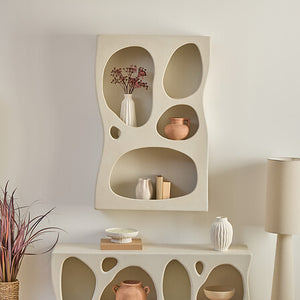 Raft de perete organic Atmosphera Chesni, MDF, Alb, 79.5x18x122 cm
