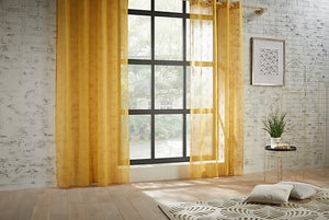 Mia embroidered sheer curtains 140 x 240 cm ochre