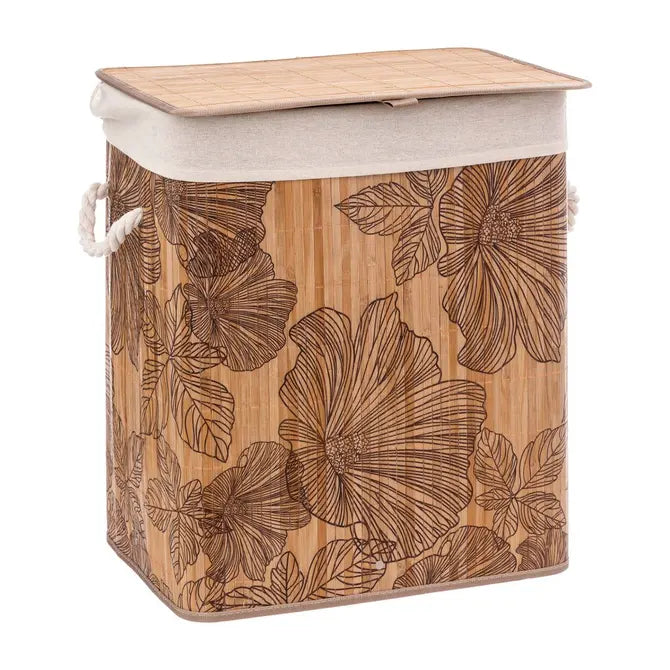 Coș de rufe 5five Blackflora, Bambus, 60 l