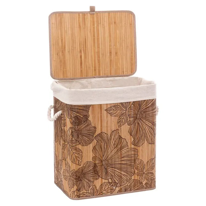 Coș de rufe 5five Blackflora, Bambus, 60 l
