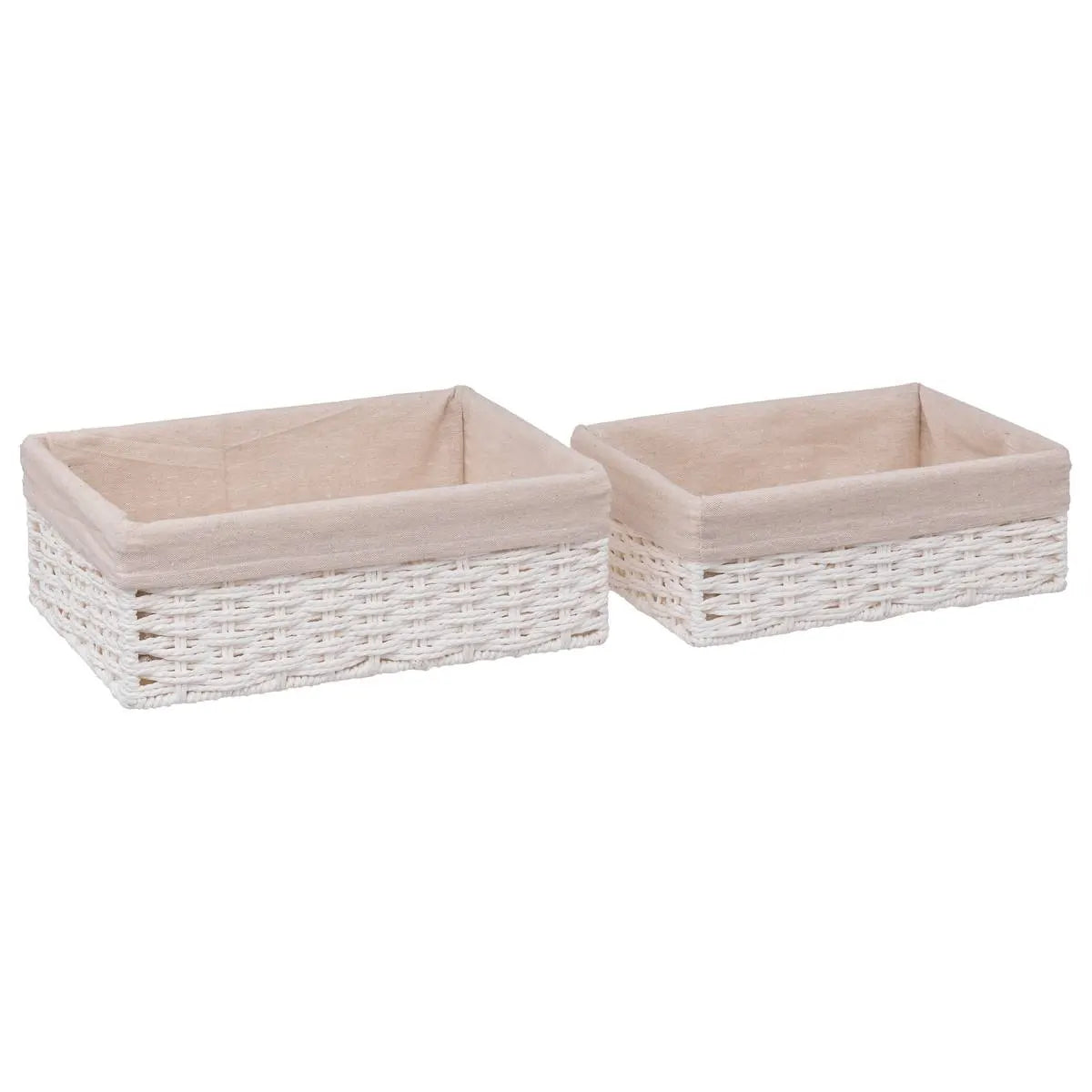 Set de 2 coșuri de depozitare 5five Costa, Hârtie și bumbac, Alb