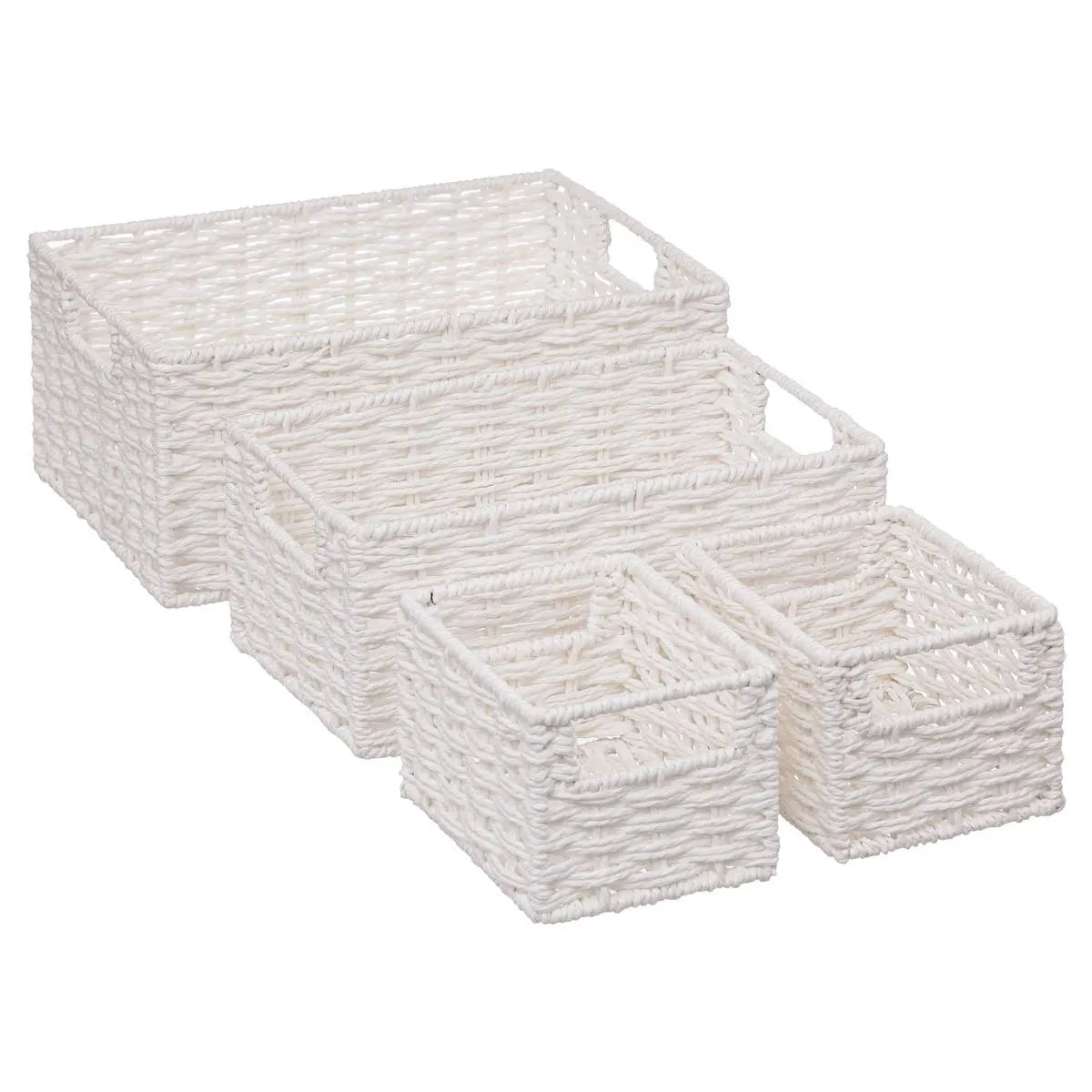 Set de 4 coșuri de depozitare 5five Costa, Hârtie, Alb