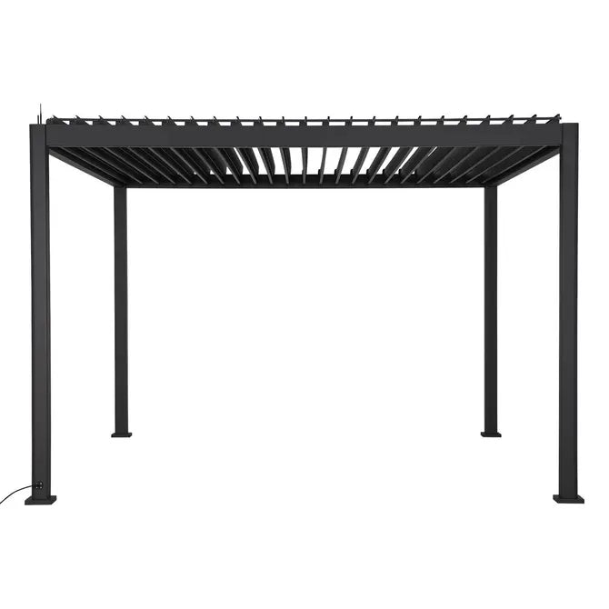 Електрическа беседка Hesperide Evora, Алуминий, Графит, 3.6x3.6 m