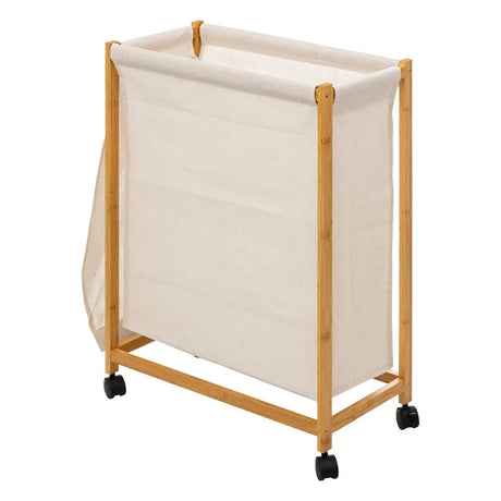 Coș de rufe 5five Bambou, pe roți, 52 l