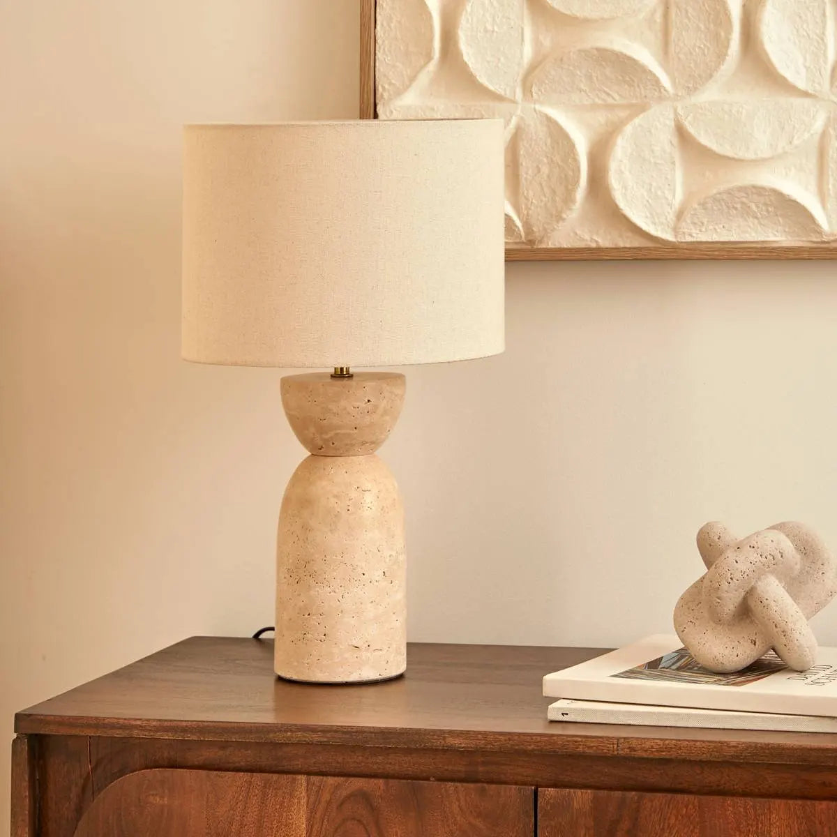 Lampă de masă Erin, Ø28xH47.5 cm, marmură bej