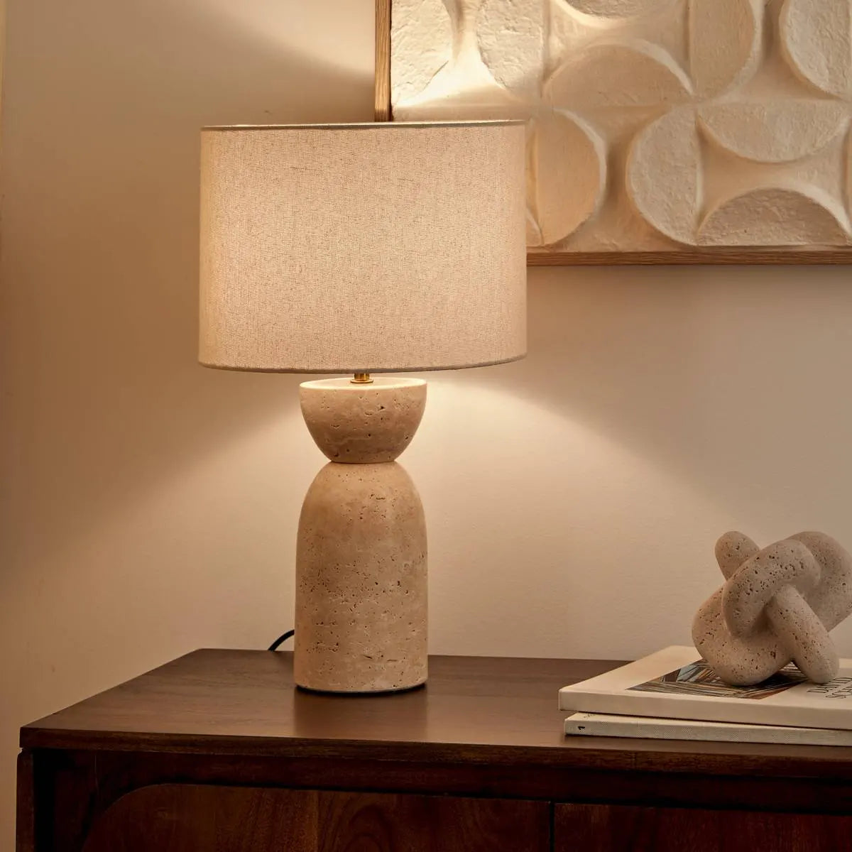 Lampă de masă Erin, Ø28xH47.5 cm, marmură bej