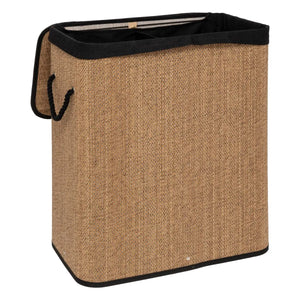 Coș de rufe 5five, dreptunghiular, bambus și material textil negru, 100 l
