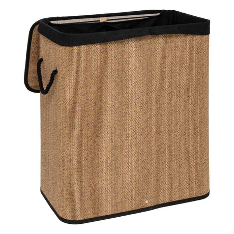 Coș de rufe 5five, dreptunghiular, bambus și material textil negru, 100 l