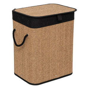 Coș de rufe 5five, dreptunghiular, bambus și material textil negru, 60 l
