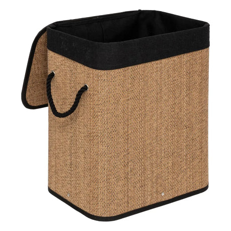 Coș de rufe 5five, dreptunghiular, bambus și material textil negru, 60 l