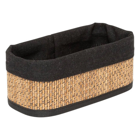 Set de 3 coșuri de depozitare 5five, Bambus și material textil, Negru