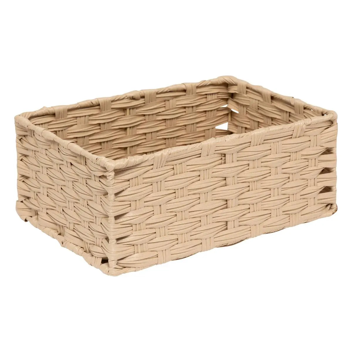 Set de 3 coșuri de depozitare 5five Tresse, PE, Înalte, Bej