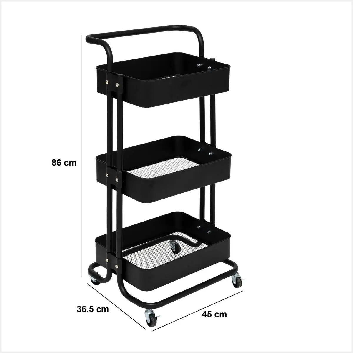 Cărucior de bucătărie 5five Black Edition, Negru, Metal, 3 niveluri