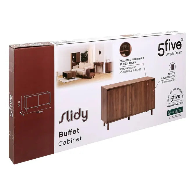 Bufet 5five Slidy, cu 2 uși glisante, 120x40x72 cm