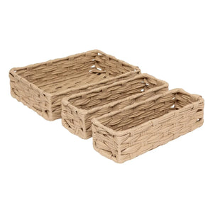 Set de 3 coșuri de depozitare 5five Tresse, PE, Joase, Bej
