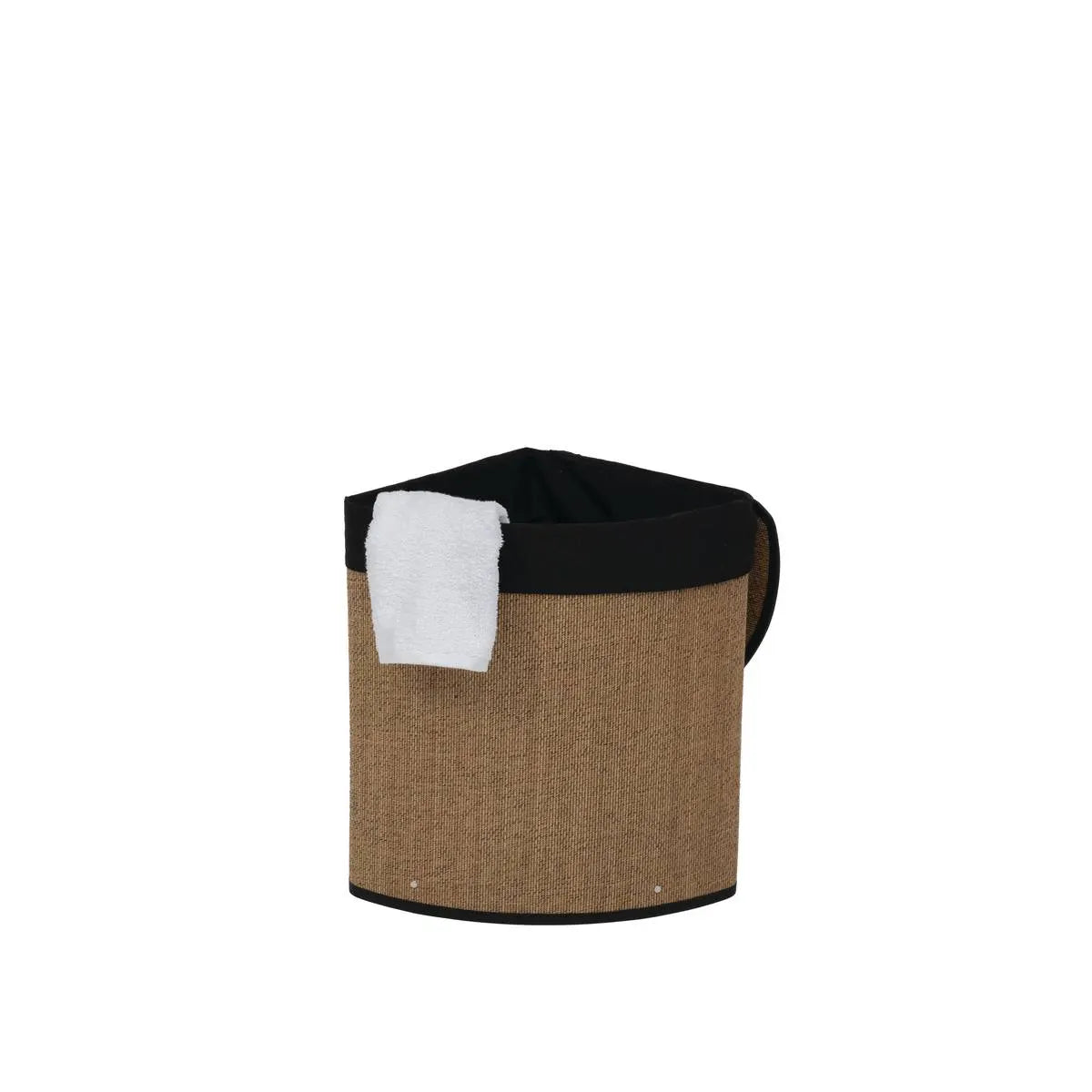 Coș de rufe 5five, colțar, bambus și material textil negru, 48 l