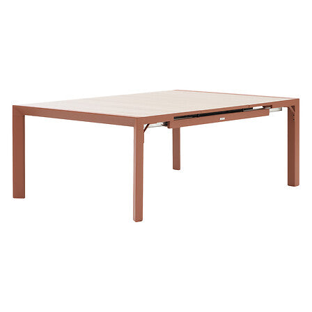 Evasion automatic extendable table square 10 seats aluminium printed linen mahogany