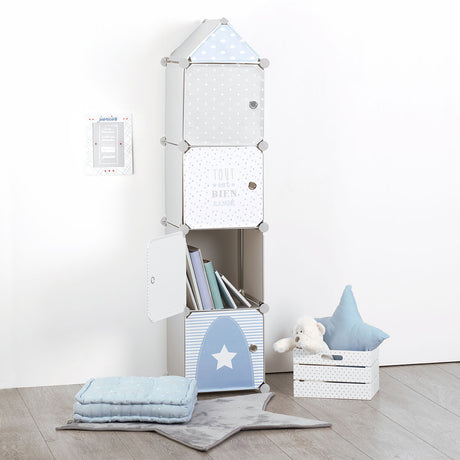 Dulap de depozitare pentru copii Atmosphera Tower, 4 compartimente, 34x140x32 cm