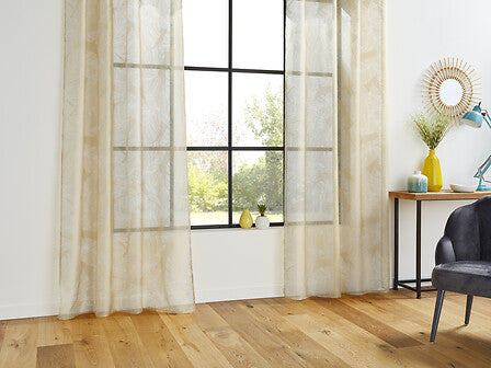 Dévo leaf sheer curtains 140 x 240 cm linen-coloured