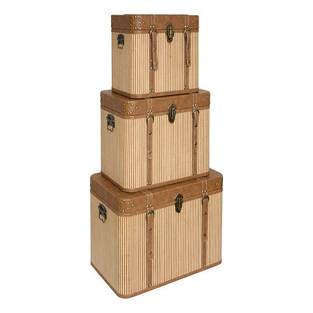 Комплект от 3 сандъка atmosphera Sylia, MDF, Бамбук декор, Коняк