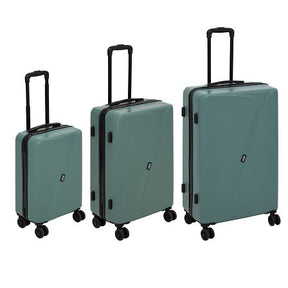 Комплект 3 твърди куфара 5five, ABS, 4 двойни колела, Зелен