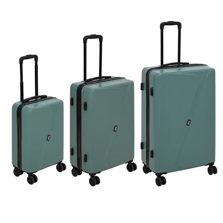 Комплект 3 твърди куфара 5five, ABS, 4 двойни колела, Зелен