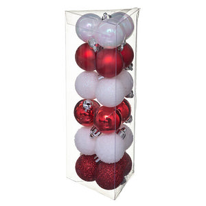 Коледни топки atmosphera Colorama de Noël, Комплект 18 бр., Червено и бяло, 3 cm