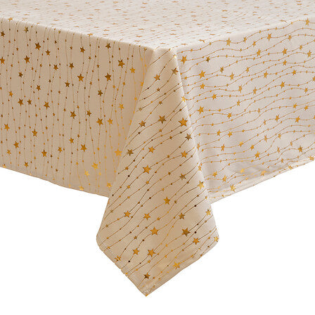 Velvet tablecloth with star pattern 140 x 240 cm, gold