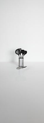 Set of 5 stainless steel utensils with stainless steel holder