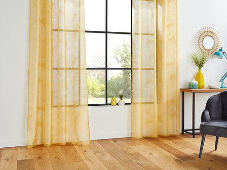 Dévo leaf sheer curtains 140 x 240 cm ochre