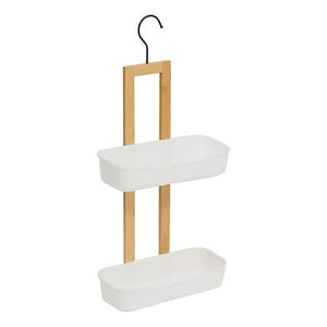 Етажерка за душ 5five Naturéo, Бамбук/PP, 2 нива, 51 cm, Бяла