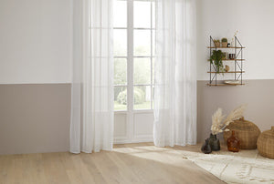 Haya striped sheer curtains 140 x 240 cm linen-coloured