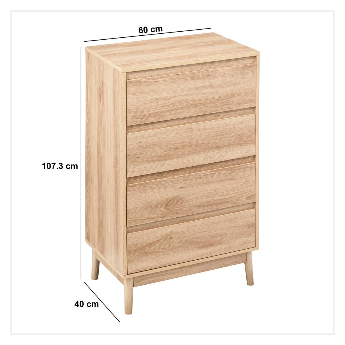 Нощно шкафче с 4 чекмеджета 5five Abana, Бежово, 107 cm
