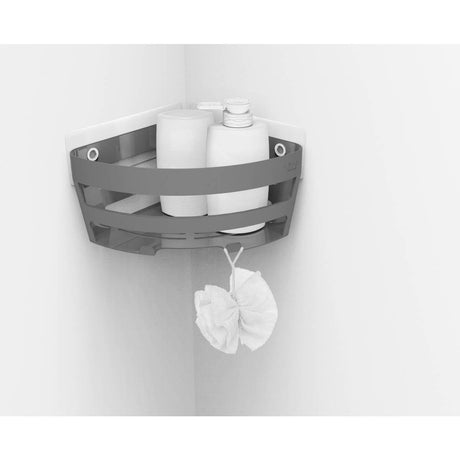 Ъглова кошница за душ 5five Bath n'Store, ABS, Сива, с лепяща подложка