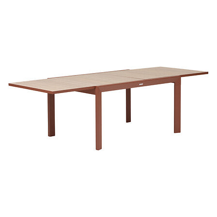 Sliding extendable table Evasion 10 seats aluminium printed linen mahogany