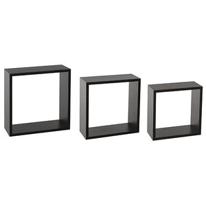 Стенни рафтове 5five Fixy, Комплект 3 броя, Куб, MDF, Черни
