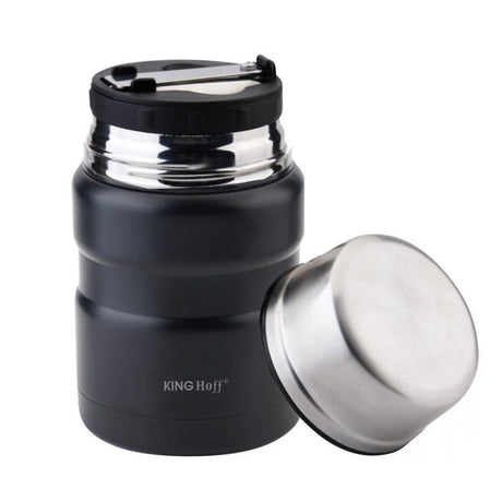 Termos alimentar KingHoff 1459, 500 ml, oțel inoxidabil, indestructibil, negru
