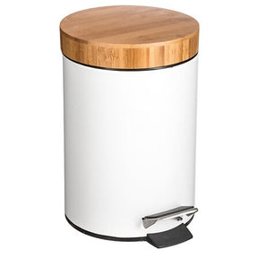 Кош за отпадъци 5five Natureo, Метал и бамбук, 3L, Бял