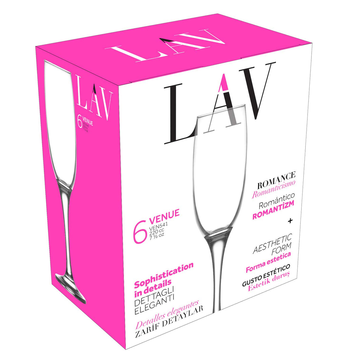 Set pahare de șampanie LAV Venue, 220 ml, 6 buc.