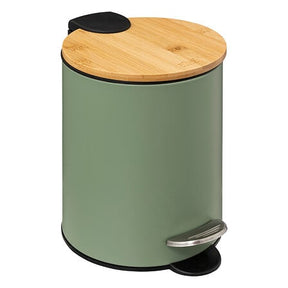 Кош за боклук 5five, Метал и бамбук, 3L, Каки