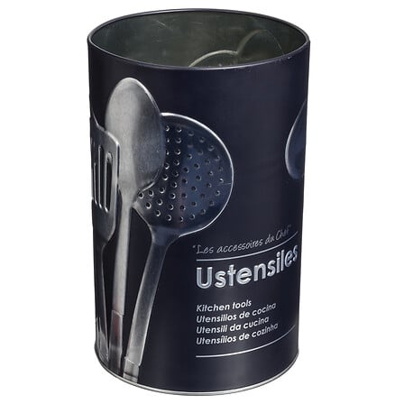 Саксия за кухненски прибори 5five Black Edition, Метал, Черна