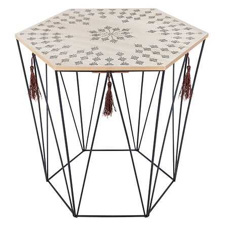 Masă laterală Atmosphera Kumi, Metal, Design etno, Octogonală