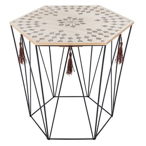 Masă laterală Atmosphera Kumi, Metal, Design etno, Octogonală