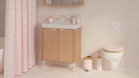 Кош за отпадъци 5five Bloom, Метал и бамбук, 3L, Розов